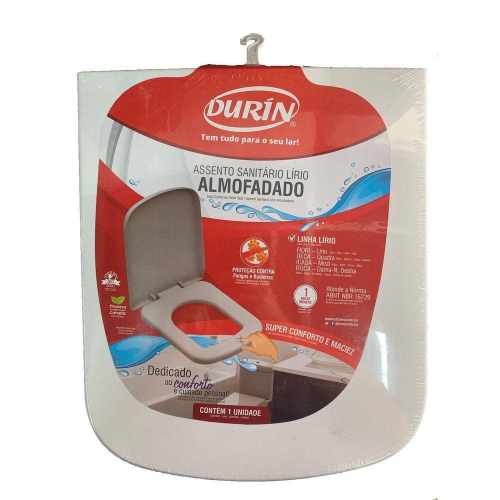 Assento Sanitário Luxo Lírio Almofadado Branco Durin 10828