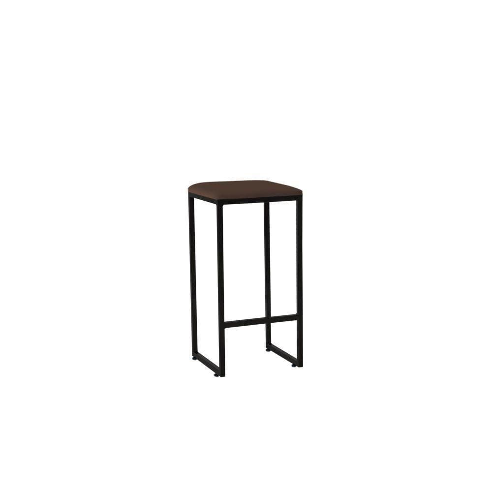 Banqueta Alta Decorativa Donna Estofada Armação Preto