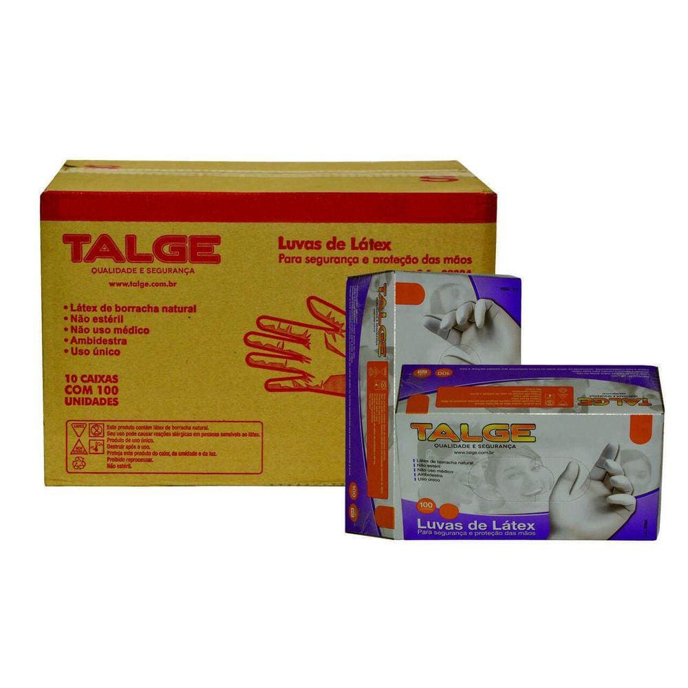 1000 Luva Látex Tamanho M Com Pó - Marca Talge 1Cx
