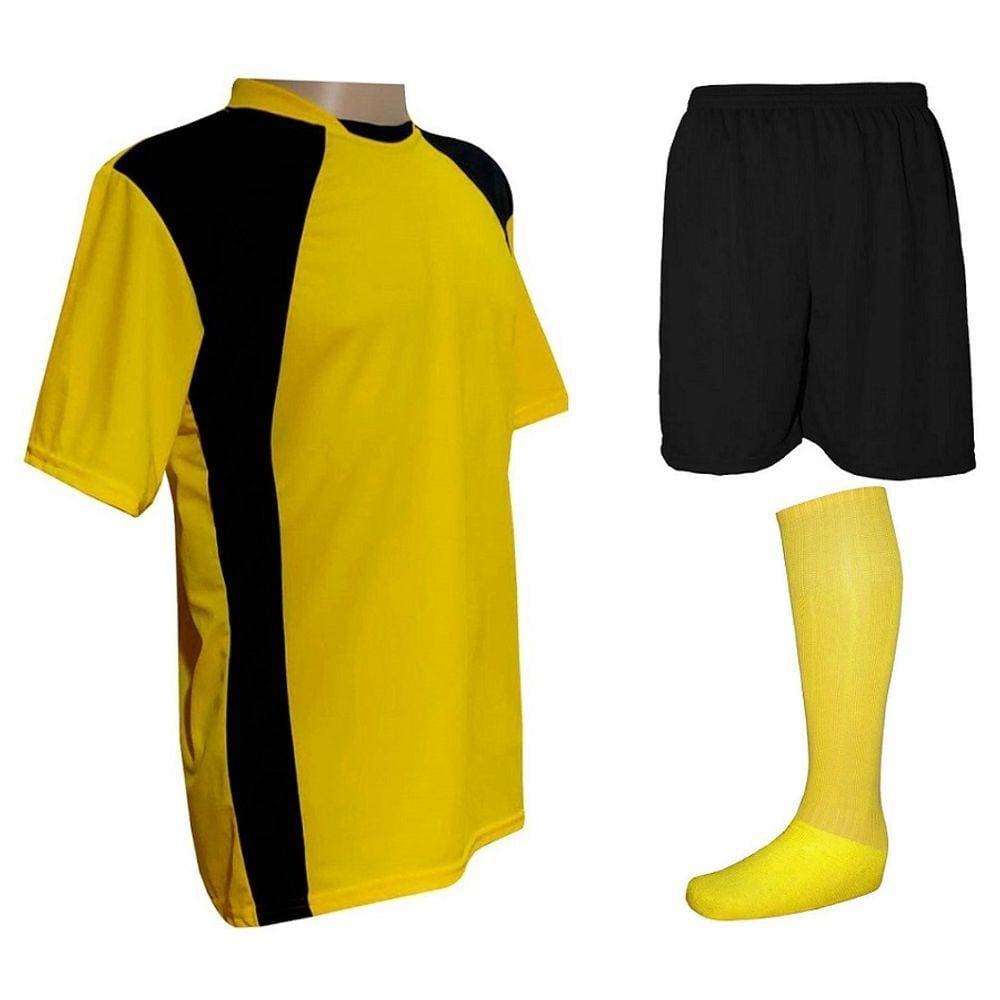 Jogo de Uniforme Completo 20+2 Amarelo/Preto