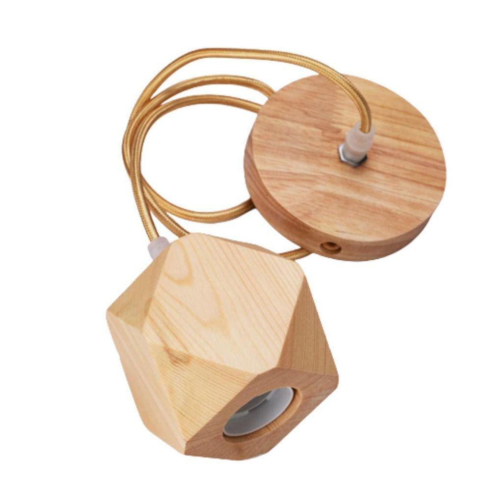 Lustre Pendente Tampa Canopla Rústico Em Madeira Maciça 1M