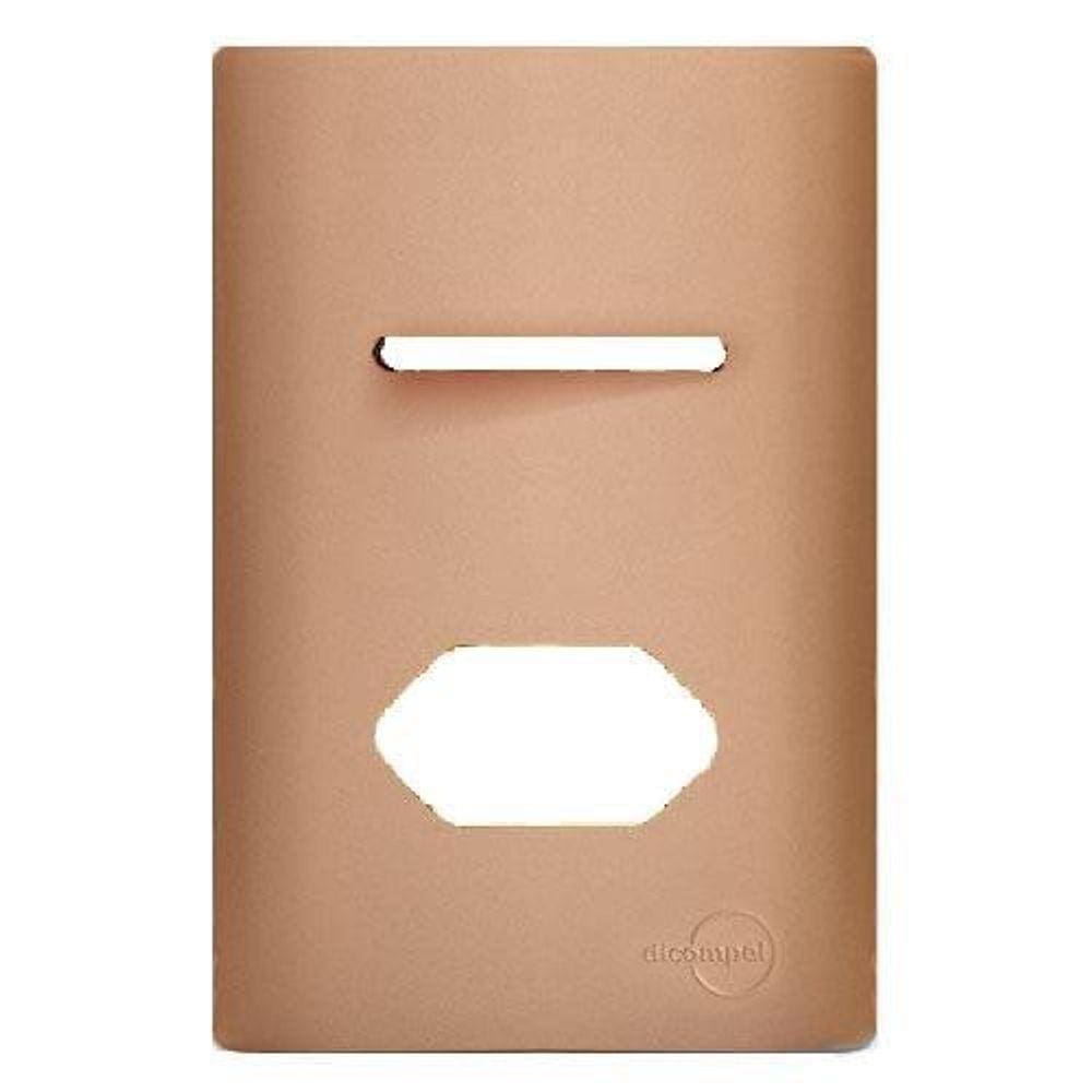 Placa Para 1 Tecla + Tomada 4X2 - Novara Ouro Rose