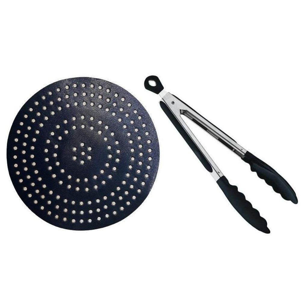 Kit Tela Teflon Air Fryer Redondo 20Cm+Pegador Pinça 25Cm