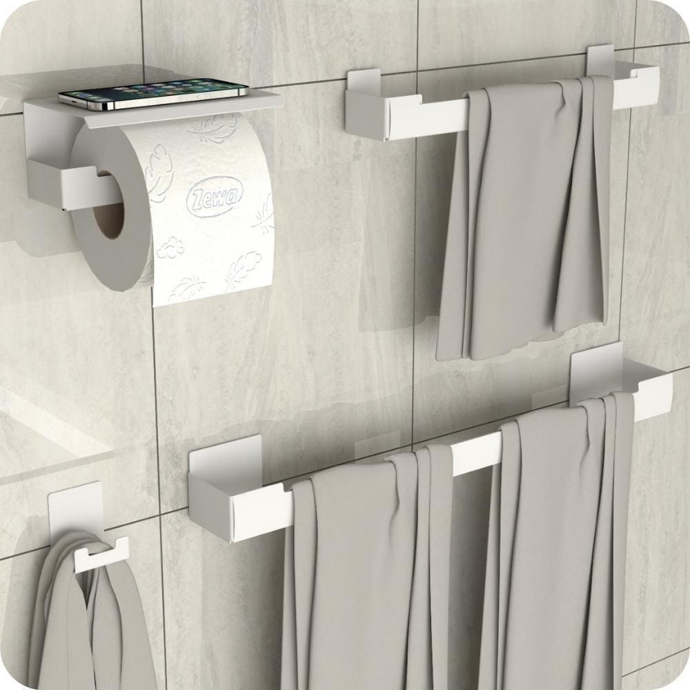 Kit Acessórios Para Banheiro Branco Ventosa Adesivo 4pç ELG