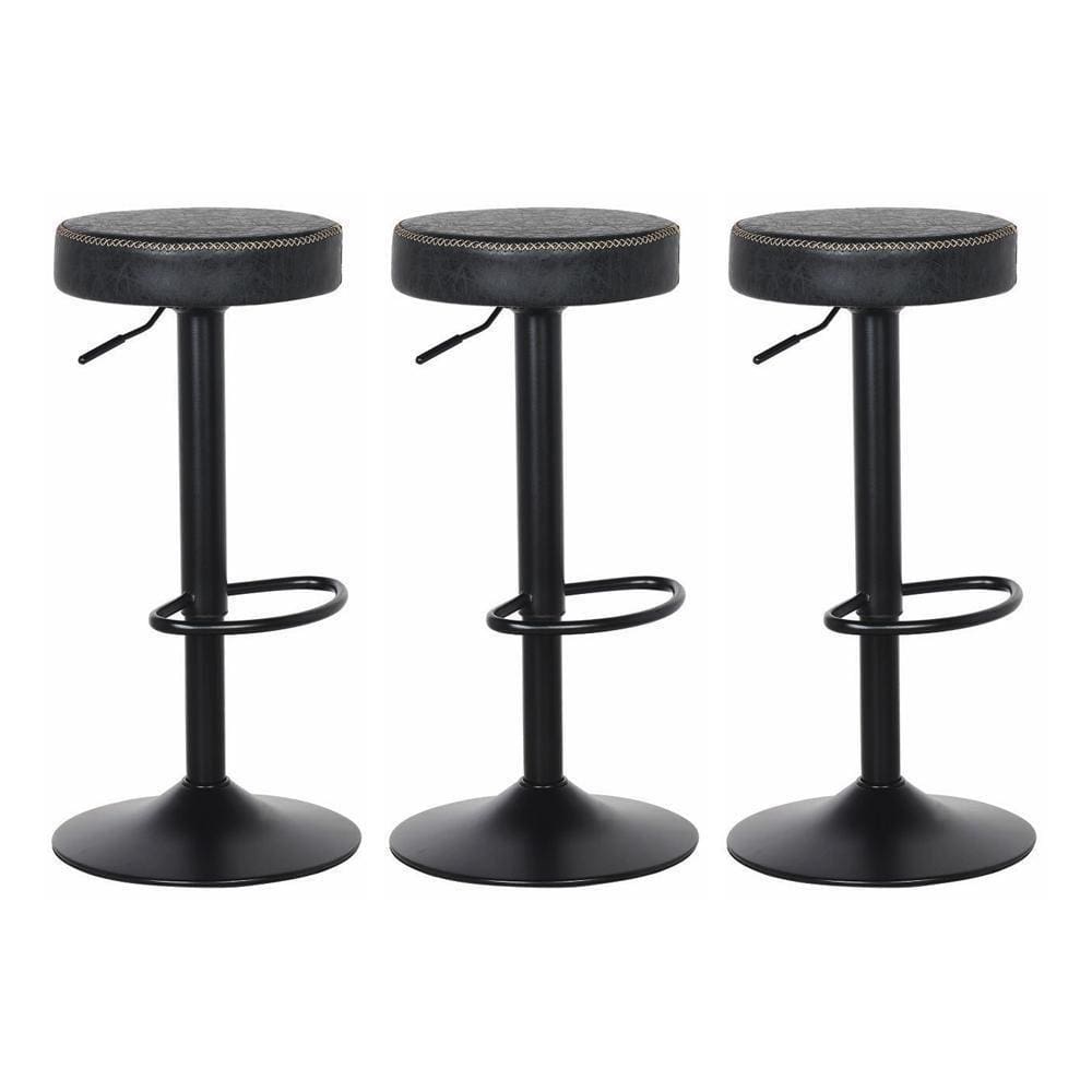 3 Banquetas Estofadas Giratória Viena Preto Vintage