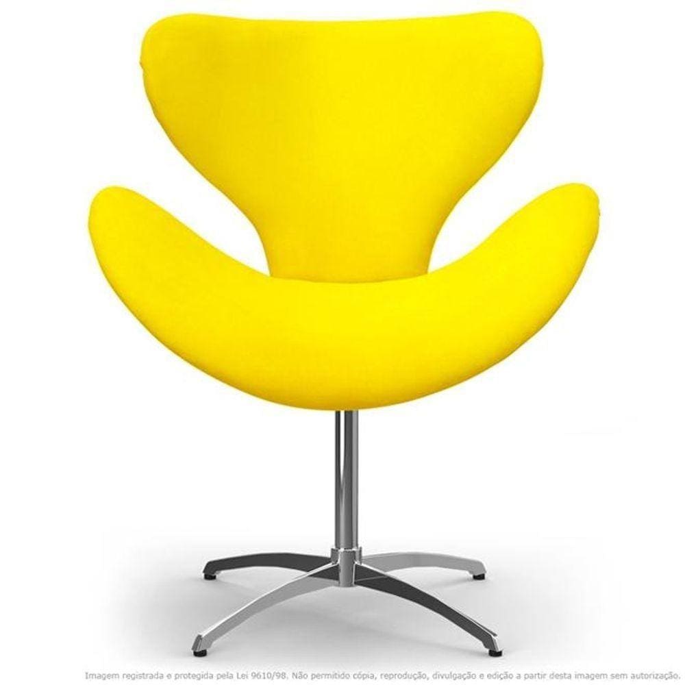 Cadeira Decorativa Poltrona Egg Amarela Com Base Giratória