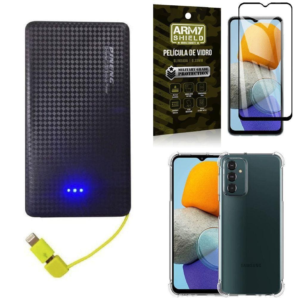 Capa Samsung M23 5G + Carregador Portátil 5K + Película 3D