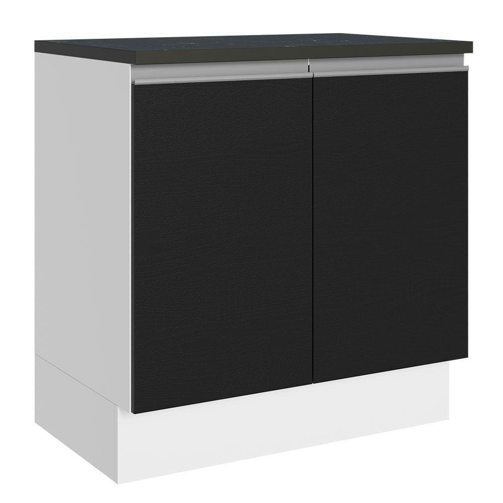 Balcão 100% Mdf 80 Cm 2 Portas Branco/preto