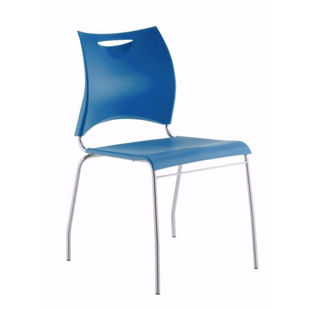 Cadeira One Cromada Assento E Encosto Azul Roal