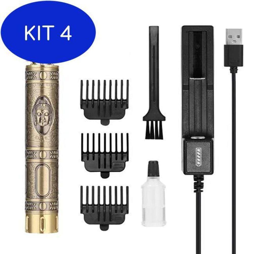Kit 4 Máquina De Cortar Cabelo Barba Buda Profissional