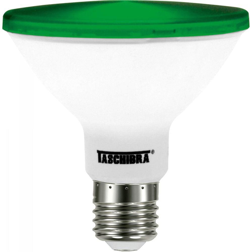 Lâmpada LED Par 38 15W Taschibra IP 65 Luz Verde - caixa com 4 Unidade - Amadeirado/Verde