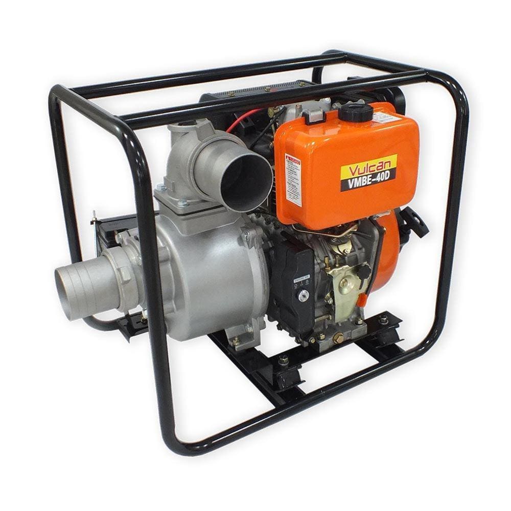 Motobomba Autoescorvante a Diesel VMBE40D 4 Tempos 9HP Partida Elétrica Vulcan Trent Laranja