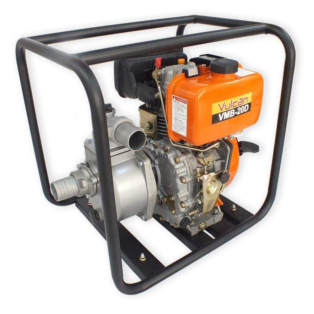 Motobomba Autoescorvante a Diesel VMB20D 4 Tempos 5HP Partida Manual Vulcan Trent Laranja