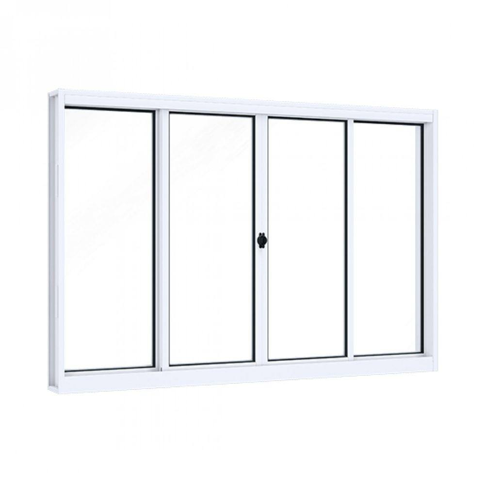 Janela de Aço de Correr 100x200cm 4 Folhas com Vidro Facilita Lucasa Branco
