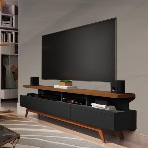 imagem-Rack para TV até 72 Polegadas Vivare Wood Giga Móveis Black/Freijó - Bege