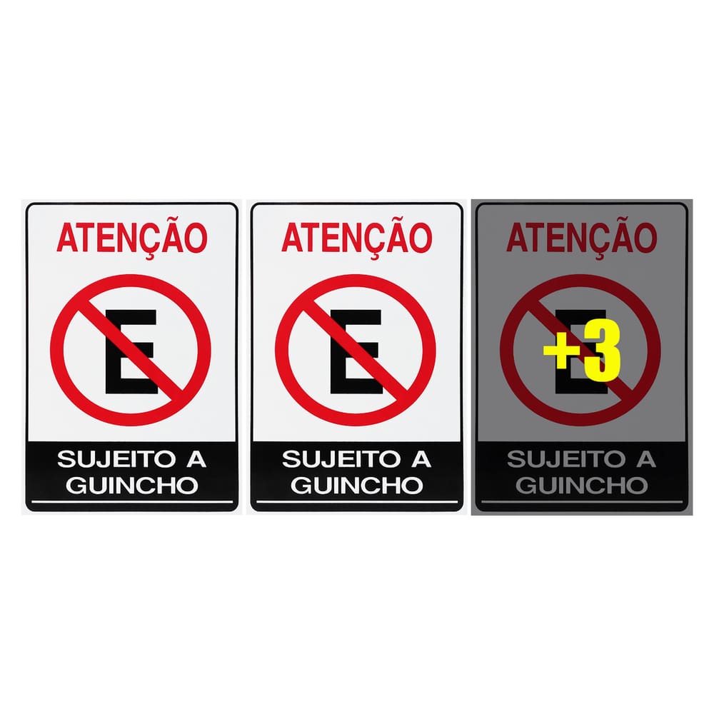 Combo 6 Placas De Sinalização Atenção Proibido Estacionar Sujeito A Guincho 20x30 Acesso - P-4/2 F9e