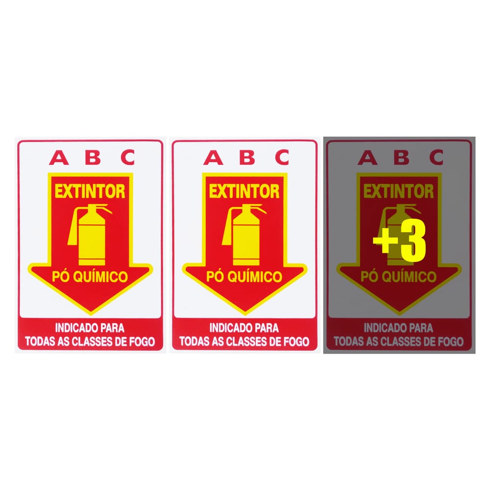 Combo 6 Placas De Sinalização Extintor ABC Pó Químico 20x30 Acesso - X-715 F9e