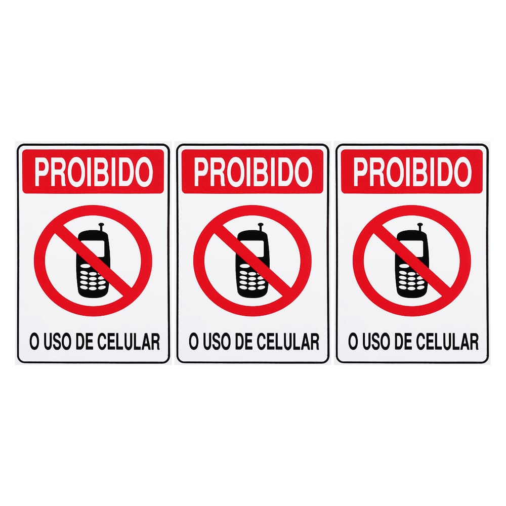 Combo 3 Placas De Sinalização Proibido O Uso De Celular 20x30 Acesso - S-228 F9e