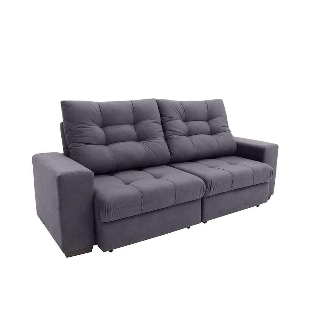 sofá 3 lugares retrátil e reclinável biarritz suede grafite