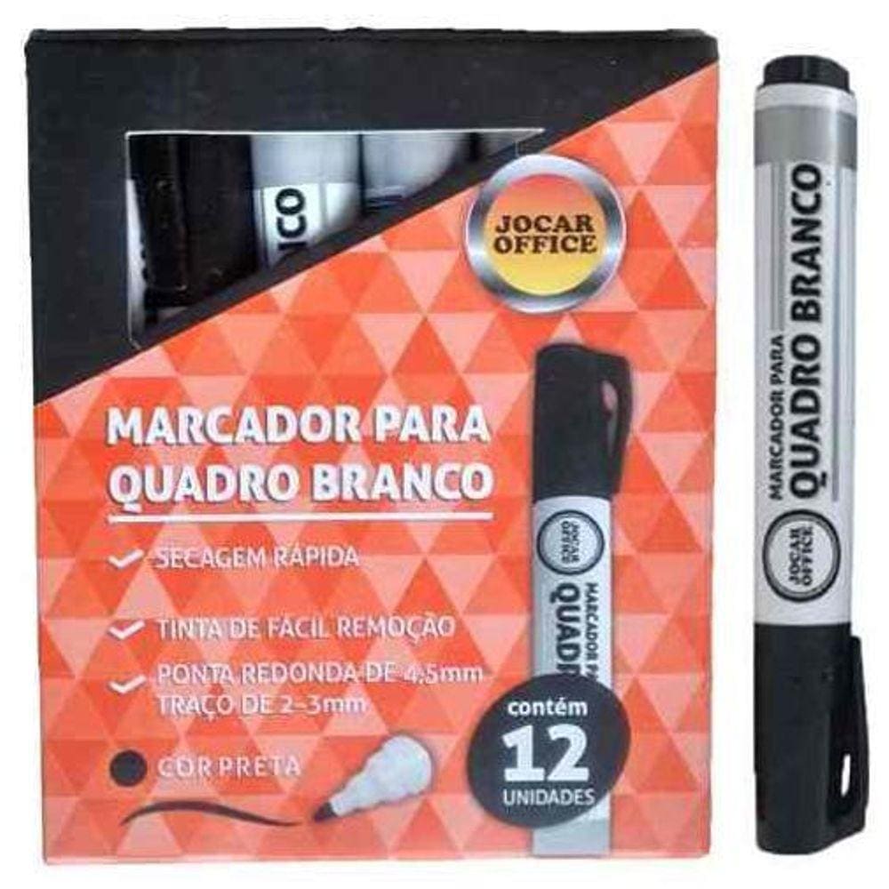 Marcador Para Quadro Branco Preto Caixa Com 12 Jocar Office