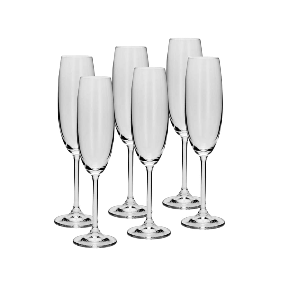 Cj 6 Taças de Cristal P/Champagne Colibri 220ml Bohemia