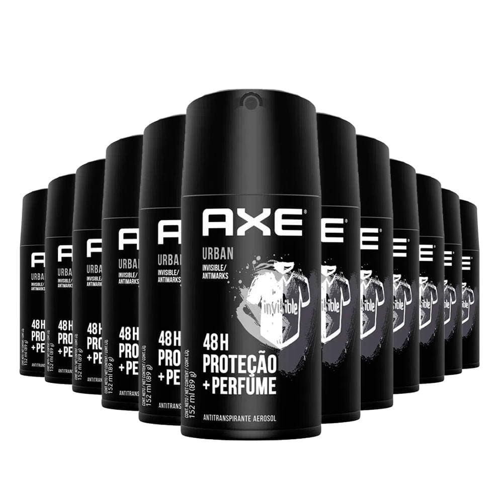 Kit Desodorante Antitranspirante Aerosol Masculino Axe Urban Anti Manchas 90g - 12 Unidades