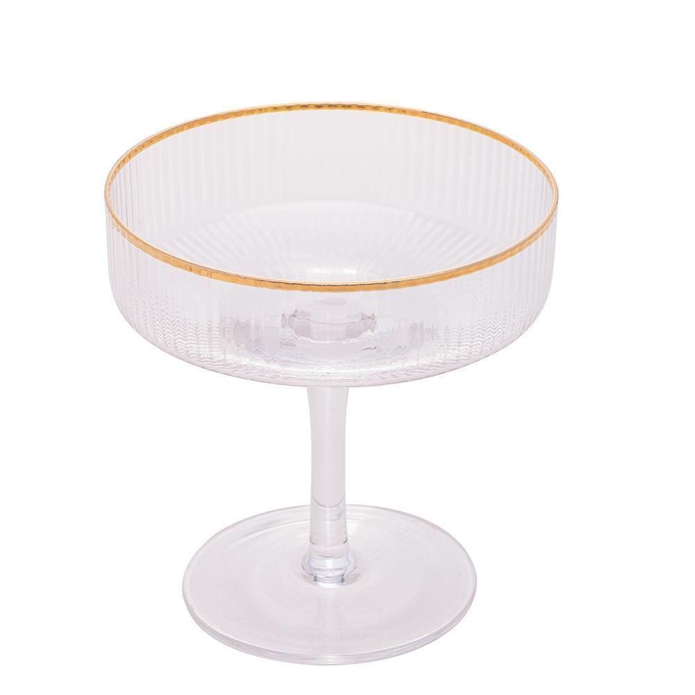 Cj 2 Taças Sobremesa/Drink 200Ml Vidro Borda Dourada Lines
