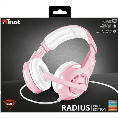 Headset Trust Gxt Pink Headset Gamer GTX Radius Trust Com Fio KaBuM