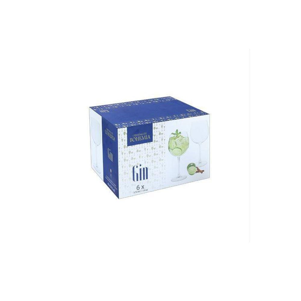 Jogo 6 Taças Cristal Bohemia Gin Titanium 570Ml