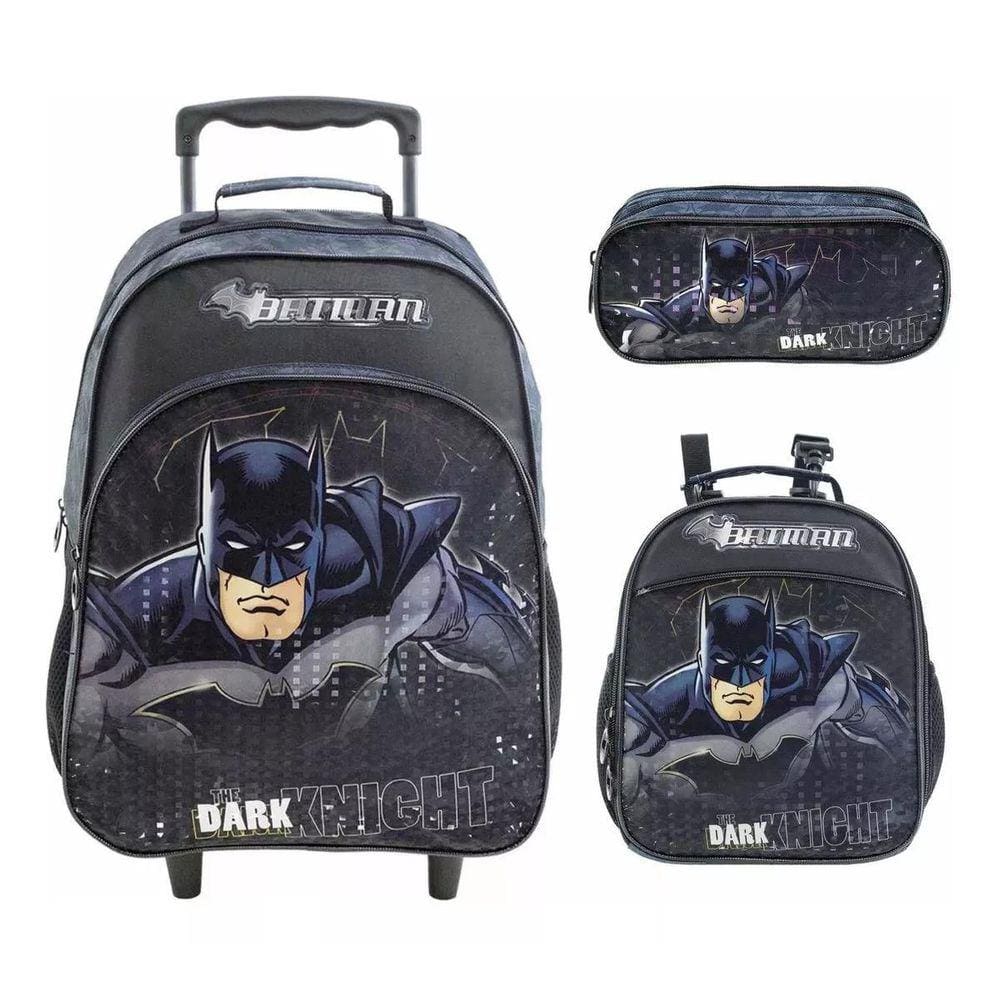 Kit Mochila De Rodas Batman Com Lancheira E Estojo Xeryus