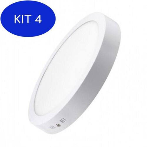 Kit 4 Luminária Plafon Led Redondo Sobrepor Extra