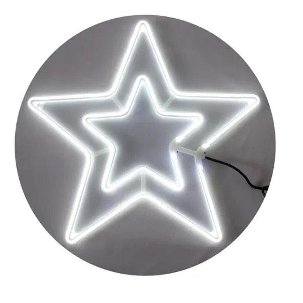 Estrela Neon Grande 60 Cm 8 Funções Natal 110v Branco Frio