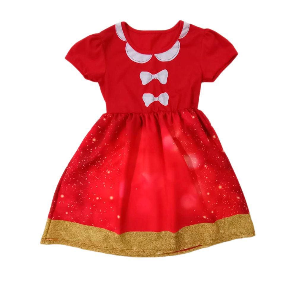Vestido Infantil Temático Estampa Natal Estampa Laço