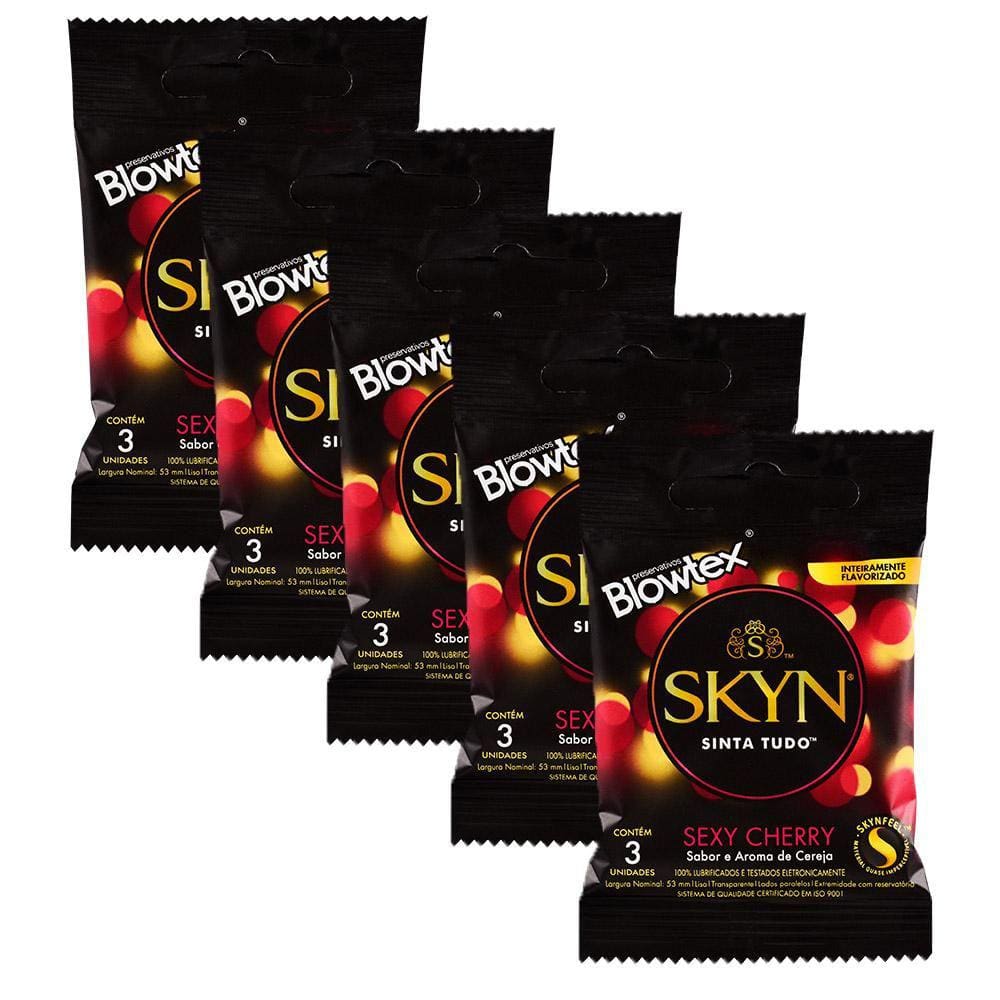 Kit 5 Pacotes Preservativo SKYN Sexy Cherry C/ 3 Unidades Cada