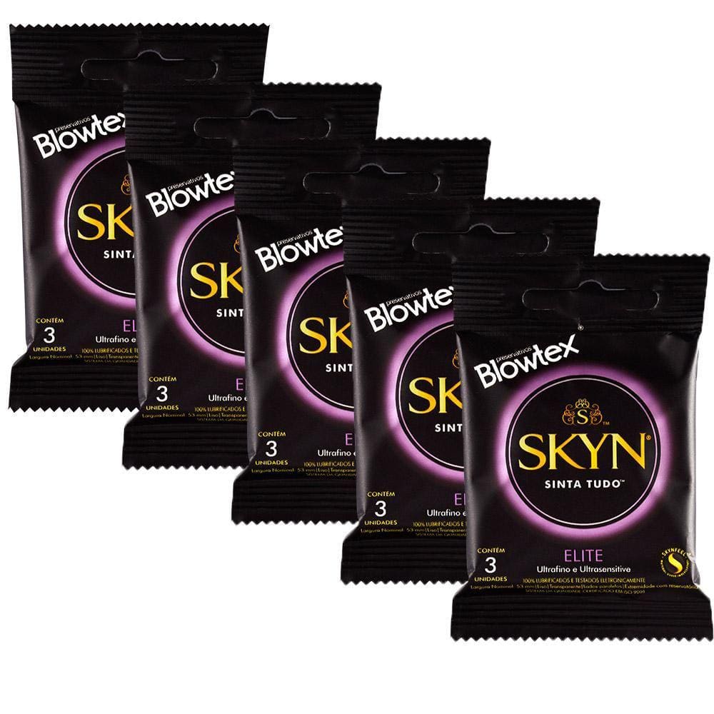 Kit 5 Pacotes Preservativo SKYN Elite C/ 3 Unidades Cada