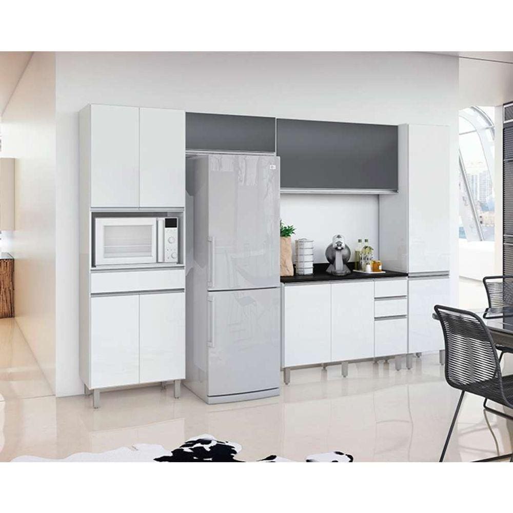 cozinha compacta top class 10 pt 3 gv branca e grafite