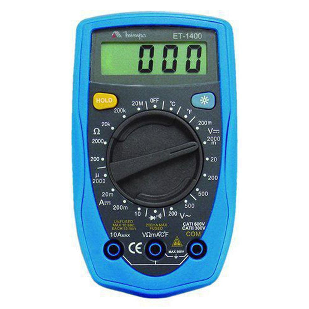 Multímetro Digital Et1400 Minipa 20 Ohms Temp Data Hold