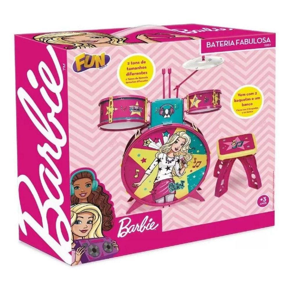 Bateria Infantil Da Barbie F00047 Fun Divirta-Se