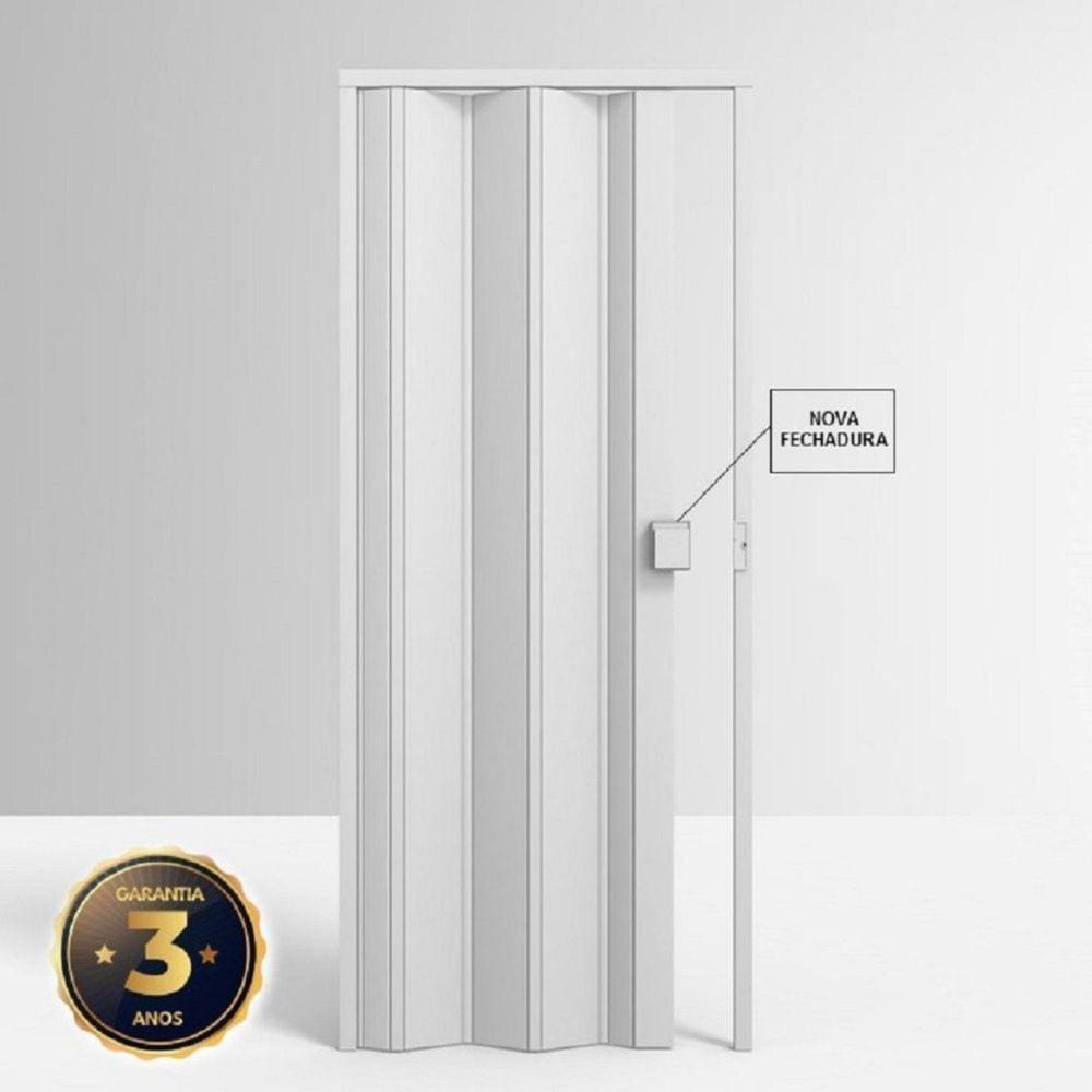 Porta de PVC Sanfonada 210x60cm Permatti Branco Branco