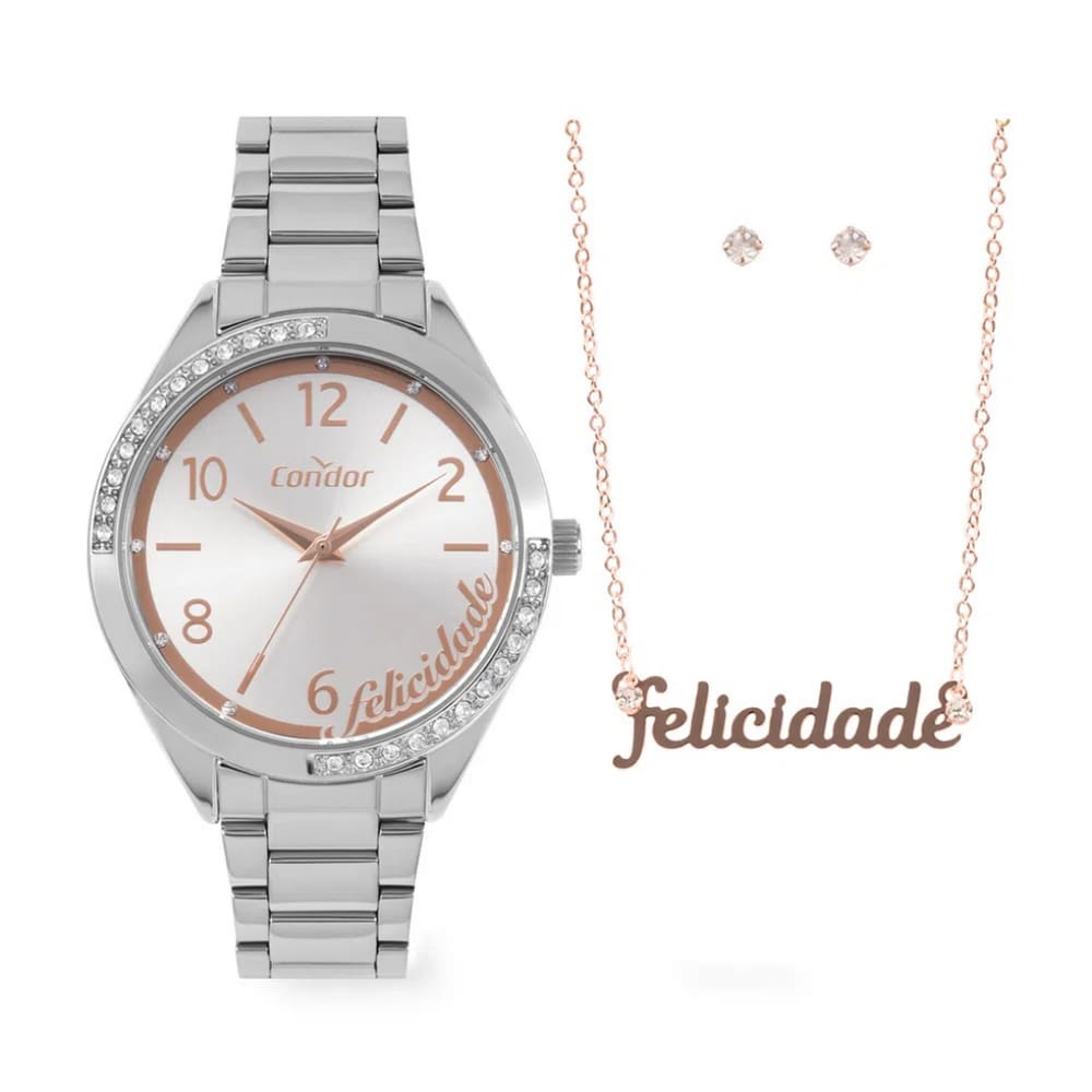 kit Relógio Condor Feminino Prata COPC21JFL/K4K