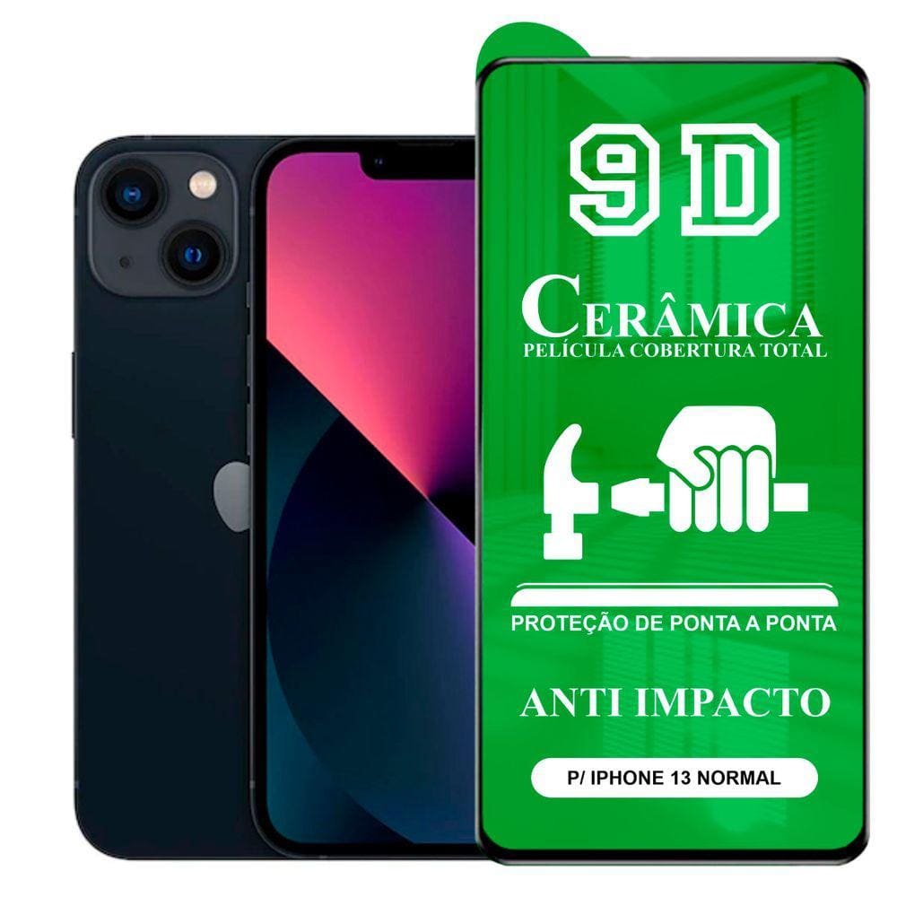 Película 9D Cerâmica iPhöne 13 Normal - Protetora Anti Impacto Queda Choque Shock Flexível Nano Gel