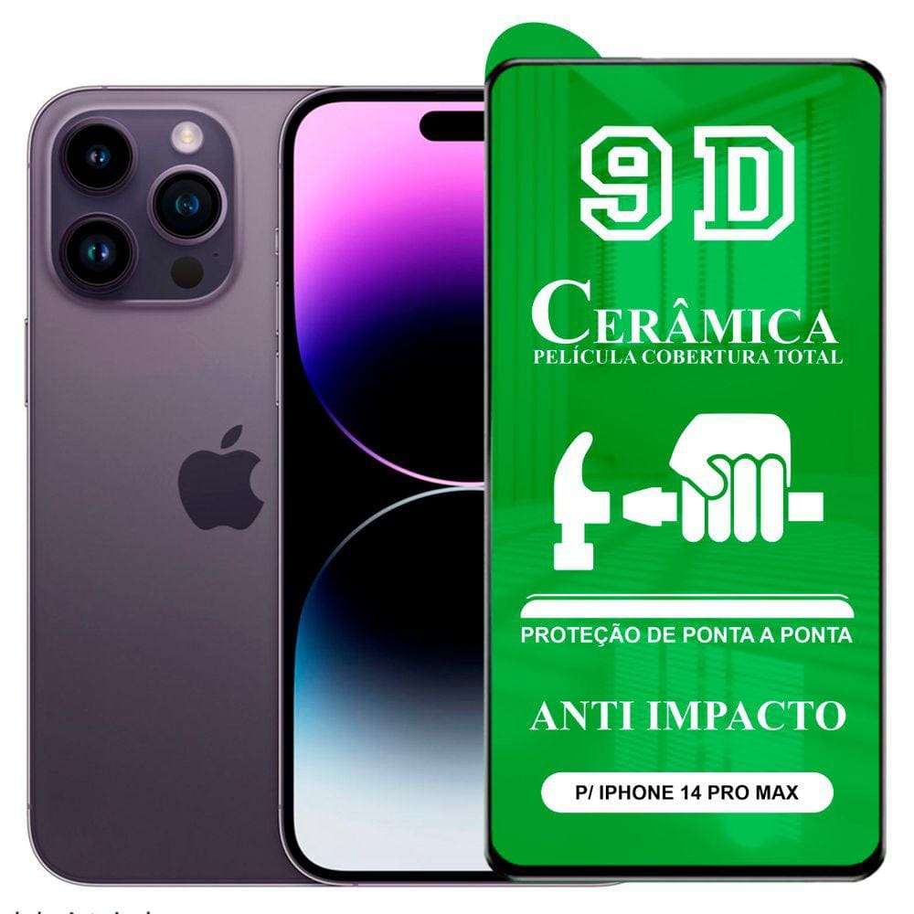Película 9D Cerâmica iPhöne 14 Pro Max - Protetora Anti Impacto Queda Choque Shock Flexível Nano Gel