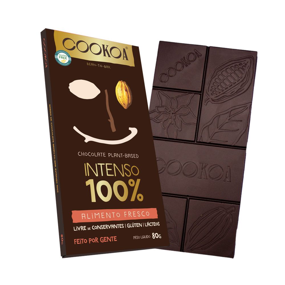 Kit 3X: Chocolate Intenso 100% Cacau Vegano Cookoa 80g