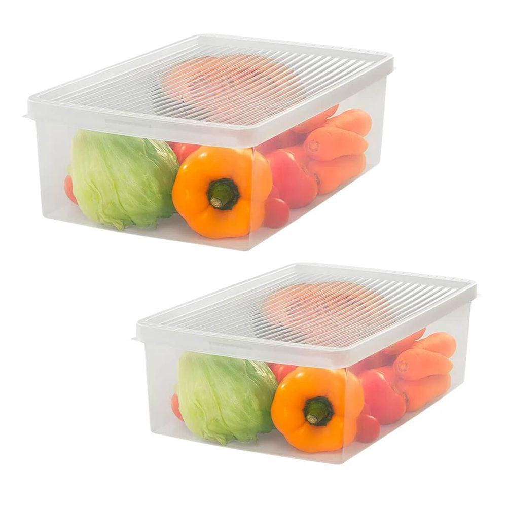 Kit 2 Caixa Organizadora Grande Frutas Verduras Tampa