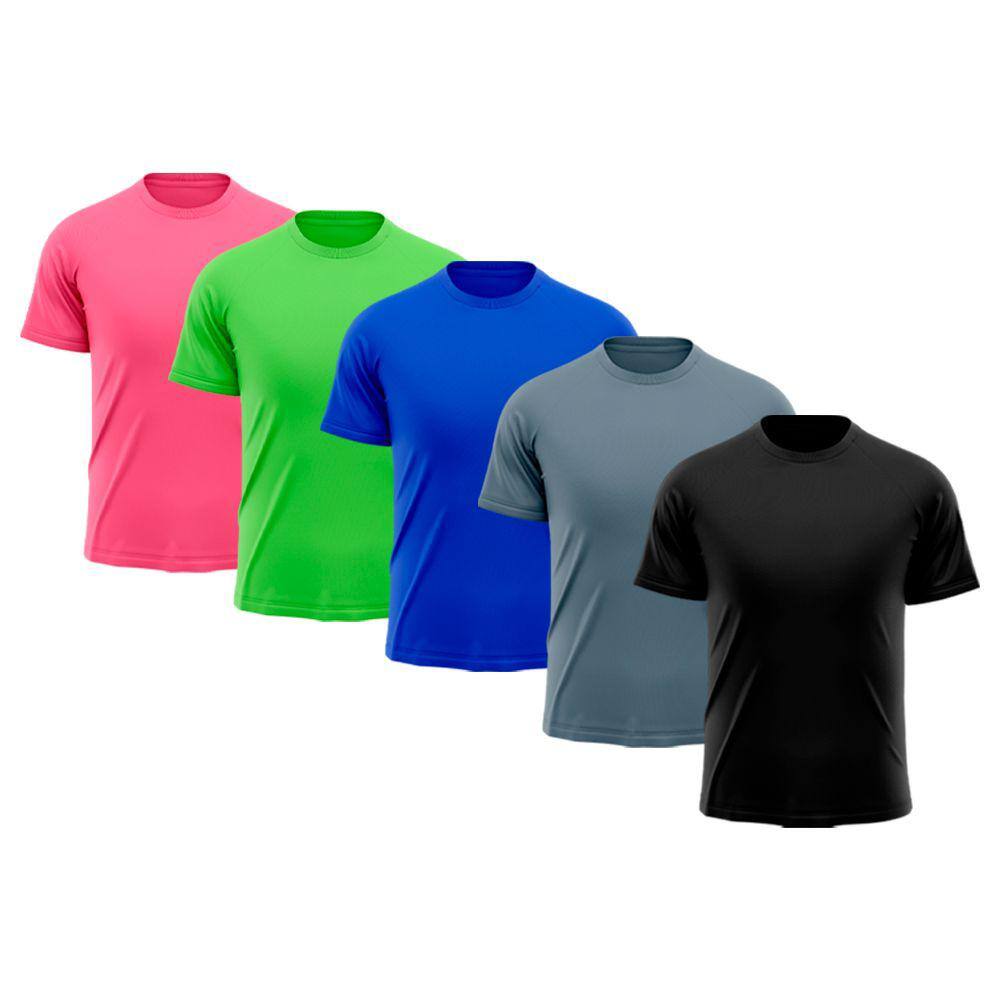 Kit 5 Camisetas Masculina Raglan Dry Fit Proteção Solar UV Básica Lisa Treino Academia Passeio Fitness Ciclismo