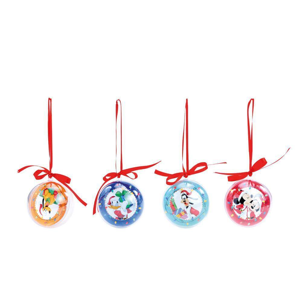 Bola Transparente Turma Michey Variado 4 Pçs 7cm 1109117