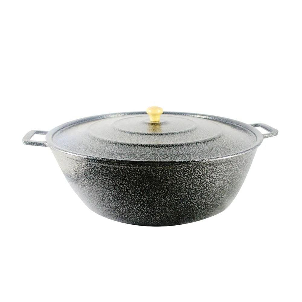 Tacho Restaurante Alça de Alumínio Fundido Craqueado Preto 32cm