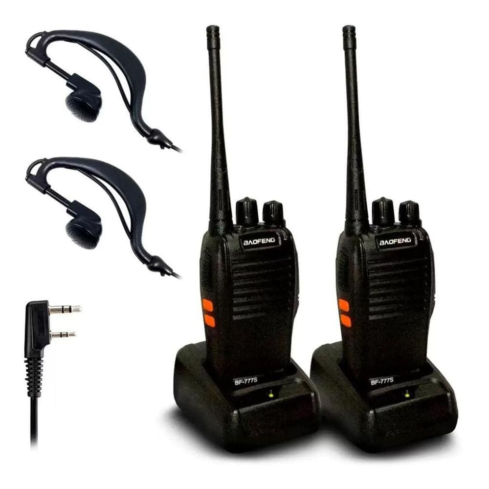 Kit 2 Rádios Comunicação Walk Talk Bf-777S Uhf Vhf 16 Canais