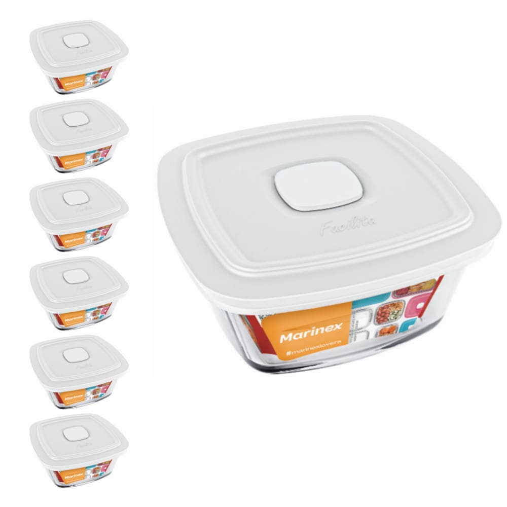 Pote Vidro Quadrado Facilita Vap Com Tampa 2L Marinex 6Un