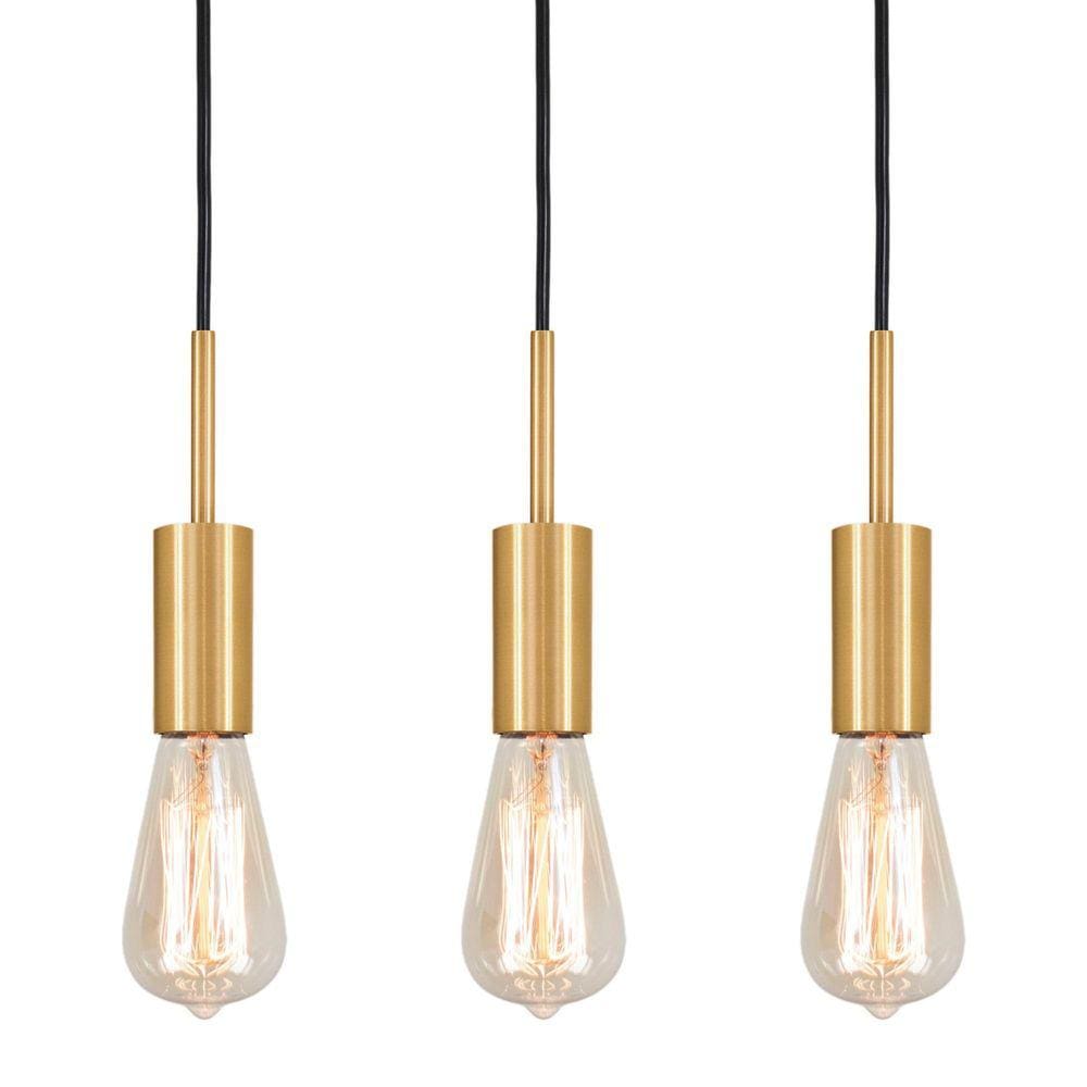 Kit 3 Luminárias Pendente Infinite Dourado Sala Cozinha